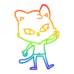 rainbow gradient line drawing cute cartoon cat