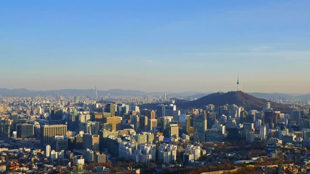aerial drone N Seoul Tower in South Korea