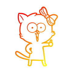 Obraz premium warm gradient line drawing cartoon cat