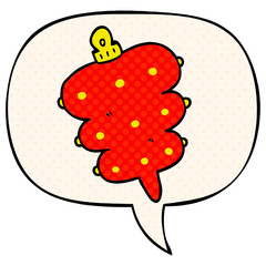 cartoon christmas decoration and speech bubble in comic book style