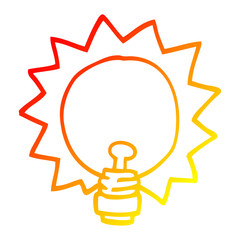 warm gradient line drawing cartoon light bulb
