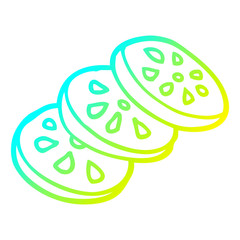 cold gradient line drawing cartoon sliced tomato