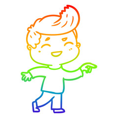 rainbow gradient line drawing cartoon man laughing
