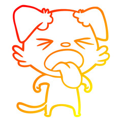 warm gradient line drawing cartoon disgusted dog