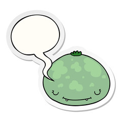 cartoon squash and speech bubble sticker