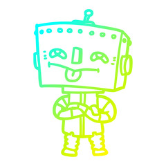 cold gradient line drawing cartoon robot