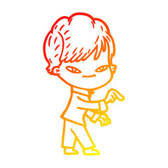 warm gradient line drawing cartoon happy woman