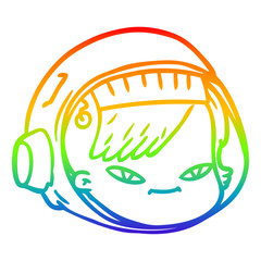 Obraz premium rainbow gradient line drawing cartoon astronaut face