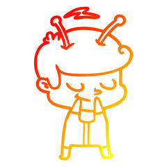 warm gradient line drawing self conscious cartoon spaceman