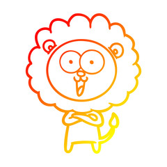 warm gradient line drawing happy cartoon lion