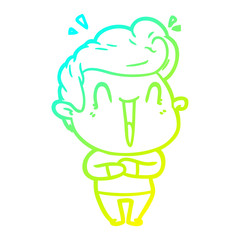 cold gradient line drawing excited man cartoon