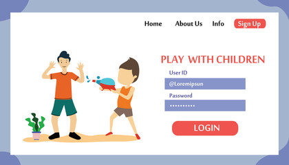 Landing Page Play With Children, Kids Zone Modern Vector Illustration Concept for Website Template and Mobile Website Development
