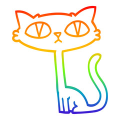 rainbow gradient line drawing cartoon halloween black cat