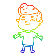 Fototapeta premium rainbow gradient line drawing happy cartoon man