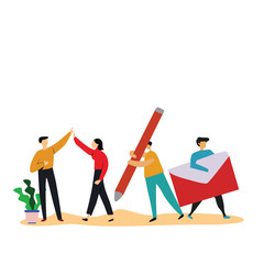 teamwork activity and interacting for idea, business, technology vector template flat design