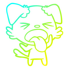 Obraz premium cold gradient line drawing cartoon disgusted dog