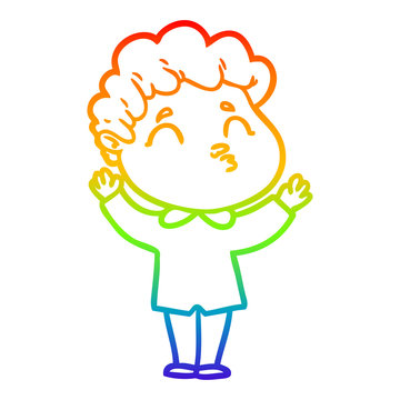 recommend clip art: rainbow gradient line drawing cartoon man shrugging