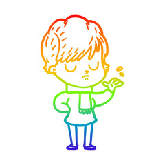 rainbow gradient line drawing cartoon woman