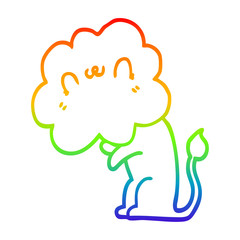 rainbow gradient line drawing cartoon lion