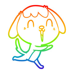 rainbow gradient line drawing cute cartoon dog