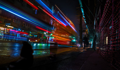 Fototapeta na wymiar traffic in city at night, long exposure at night, long exposure and lights, city by night