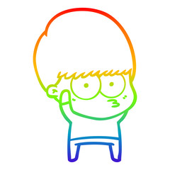 rainbow gradient line drawing nervous cartoon boy