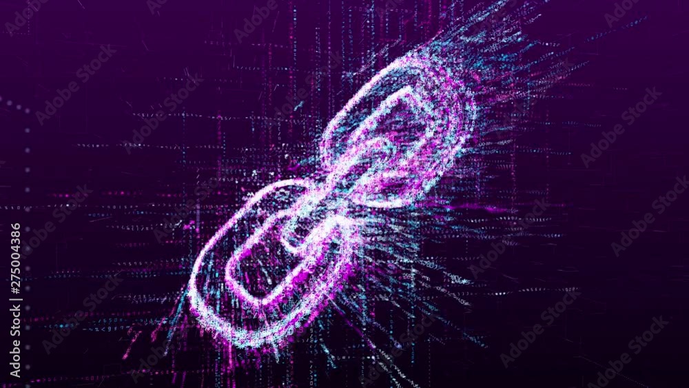Wall mural an animation of the sign of the strength of the chain. consists of a stream of numbers and symbols i