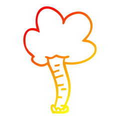 warm gradient line drawing cartoon tree