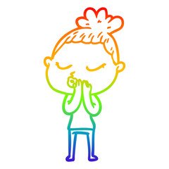 rainbow gradient line drawing cartoon calm woman