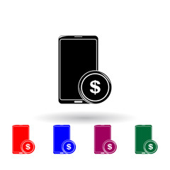 mobile phone and a penny dollar multi color icon. Elements of finance set. Simple icon for websites, web design, mobile app, info graphics