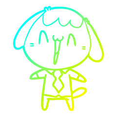 cold gradient line drawing cute cartoon dog