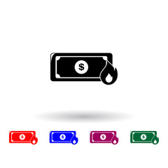 burning bill multi color icon. Elements of finance set. Simple icon for websites, web design, mobile app, info graphics