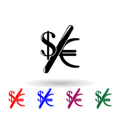 difference euro dollar multi color icon. Elements of finance set. Simple icon for websites, web design, mobile app, info graphics