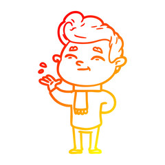 warm gradient line drawing happy cartoon man