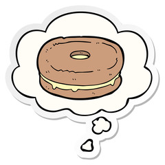 cartoon biscuit and thought bubble as a printed sticker