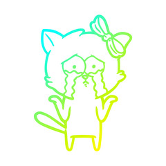 cold gradient line drawing cartoon cat