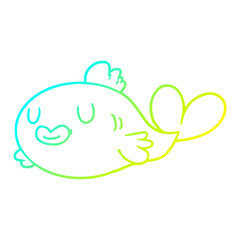 cold gradient line drawing happy cartoon fish