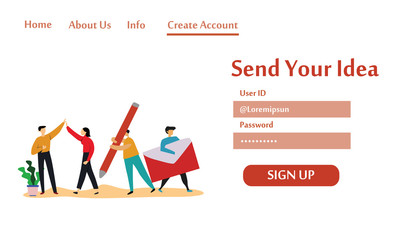 Landing Page Teamwork for idea business technology, Modern Vector Illustration Concept for Website Template and Mobile Website Development