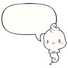 cute cartoon ghost and speech bubble