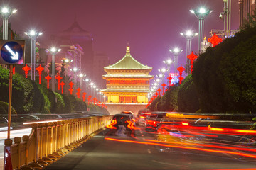 Fototapeta na wymiar Xi'an city bell tower city nightscape.