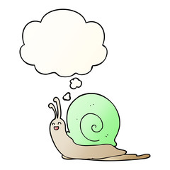 cartoon snail and thought bubble in smooth gradient style