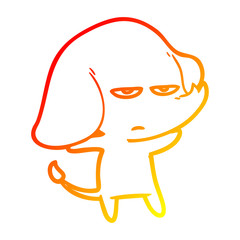 warm gradient line drawing annoyed cartoon elephant
