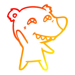 warm gradient line drawing cartoon polar bear waving