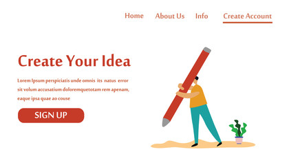 Landing Page Teamwork for idea business technology, Modern Vector Illustration Concept for Website Template and Mobile Website Development