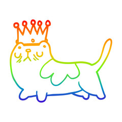 rainbow gradient line drawing cartoon arrogant cat