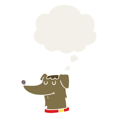 cartoon dog and thought bubble in retro style