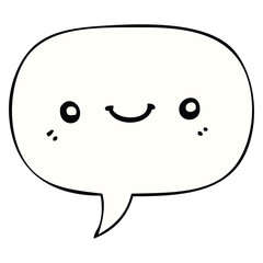 cartoon cute happy face and speech bubble