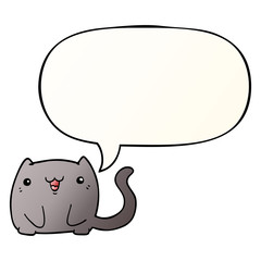 cartoon cat and speech bubble in smooth gradient style