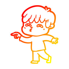 warm gradient line drawing cartoon curious man