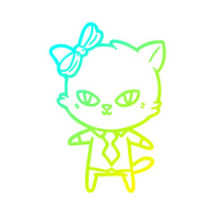 cold gradient line drawing cute cartoon cat boss